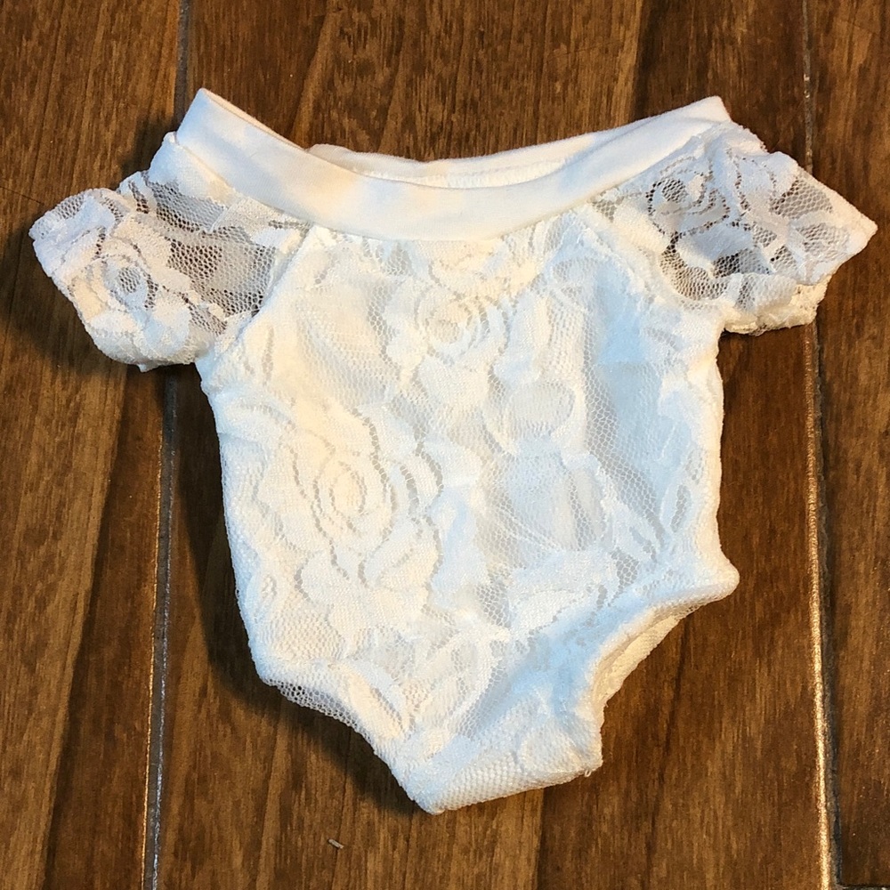 White Lace Off-Shoulder Bodysuit for 18” doll